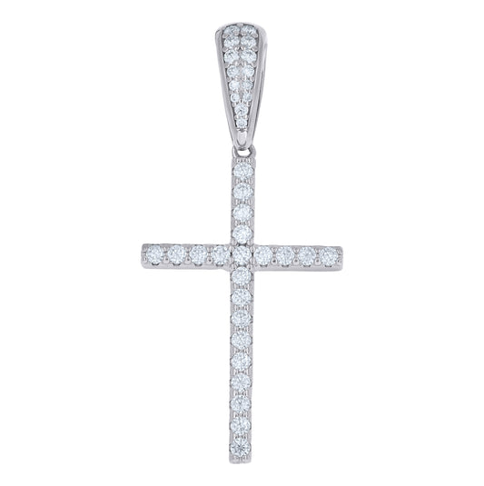 Sterling Silver Unisex  0.76ct  Moissanite Cross Religious Pendant – Elegant Jewelry Gift for Birthday, Anniversary, Engagement, Wedding