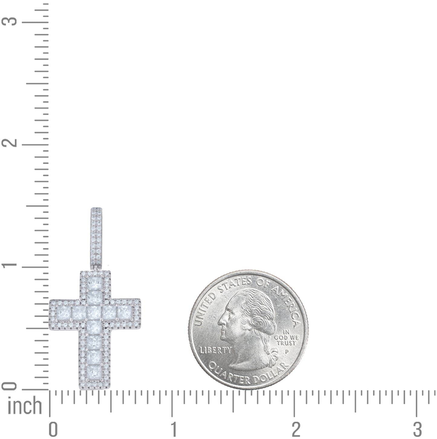 Sterling Silver Unisex Princess-cut Round Moissanite Cross Religious Pendant – Elegant Jewelry Gift for Birthday, Anniversary, Engagement, Wedding