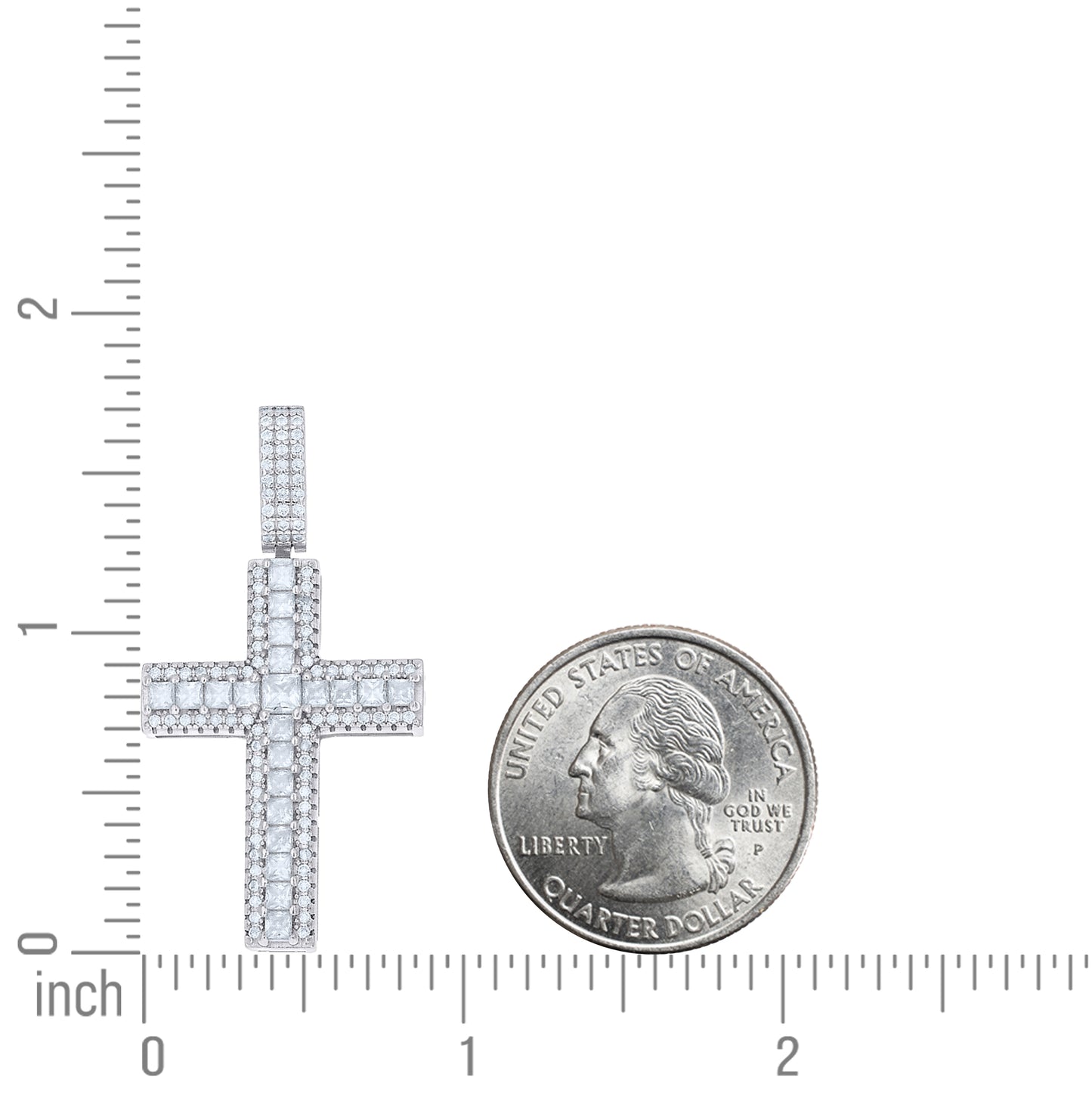 Sterling Silver Unisex Princess-Cut Round  0.53ct, 1.44ct  Moissanite Cross Religious Pendant – Elegant Jewelry Gift for Birthday, Anniversary, Engagement, Wedding