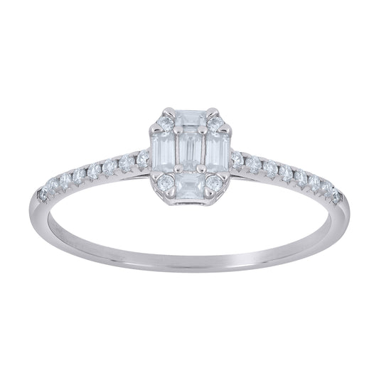 Sterling Silver Womens Baguette Princess-Cut Round  0.20ct, 0.25ct  0.20ct, 0.25ct  Moissanite Engagement Ring Size 5– Elegant Jewelry Gift for Birthday, Anniversary, Engagement, Wedding