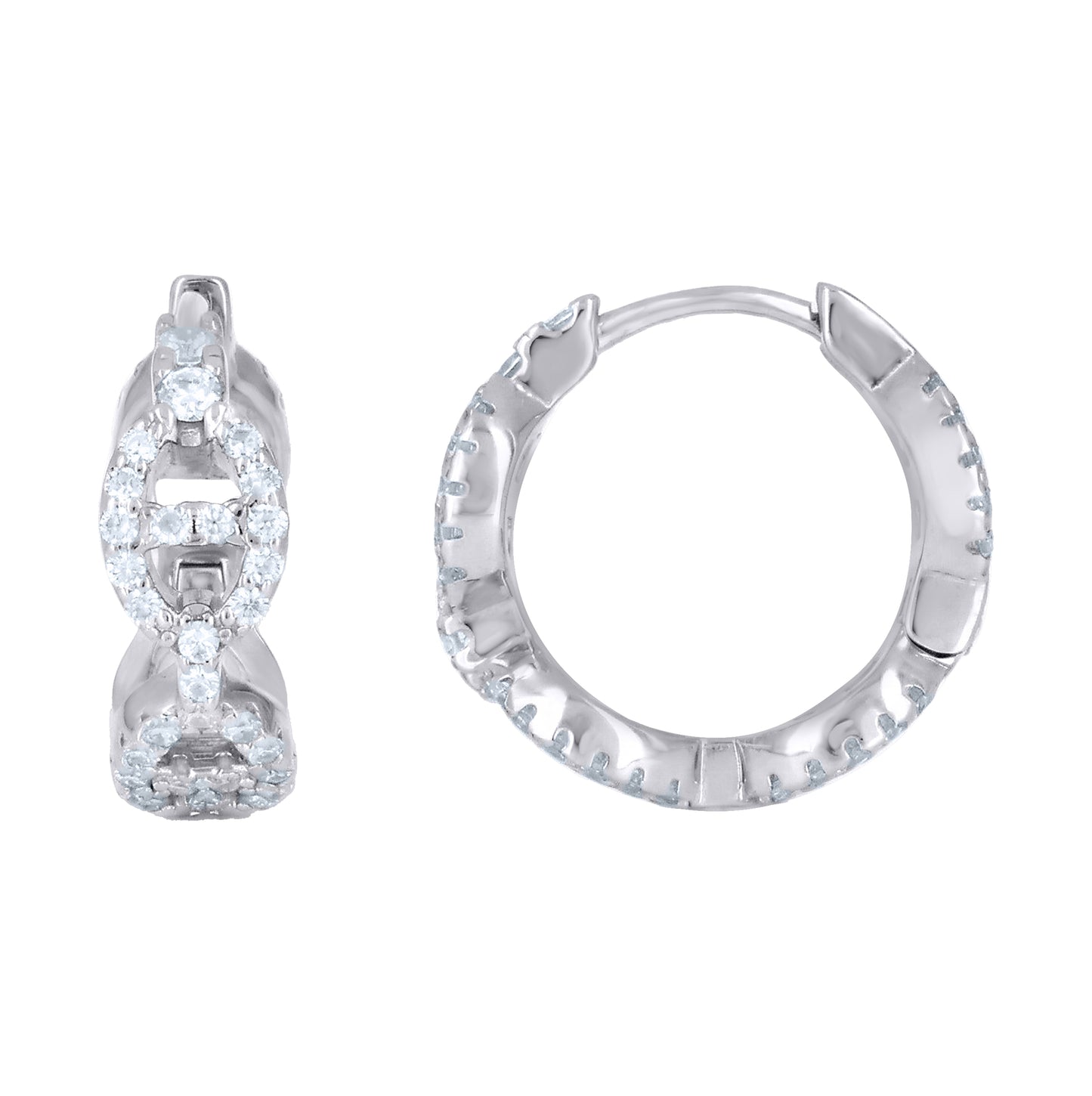 Sterling Silver Womens  0.64ct  Moissanite Mariner Fashion Hoop Earrings– Elegant Jewelry Gift for Birthday, Anniversary, Engagement, Wedding