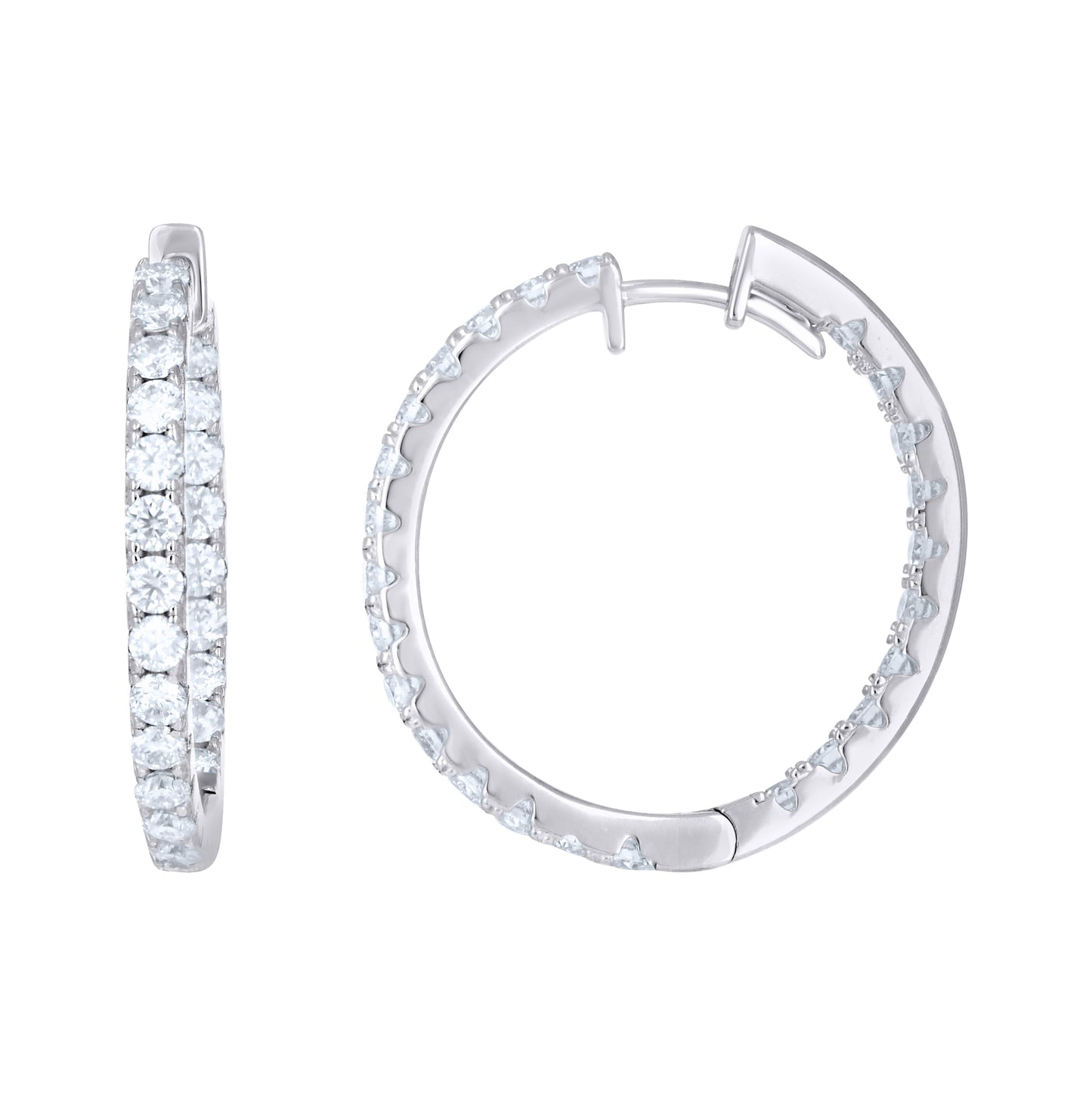 Sterling Silver Womens Moissanite Inside-Out Fashion Hoop Earrings– Elegant Jewelry Gift for Birthday, Anniversary, Engagement, Wedding