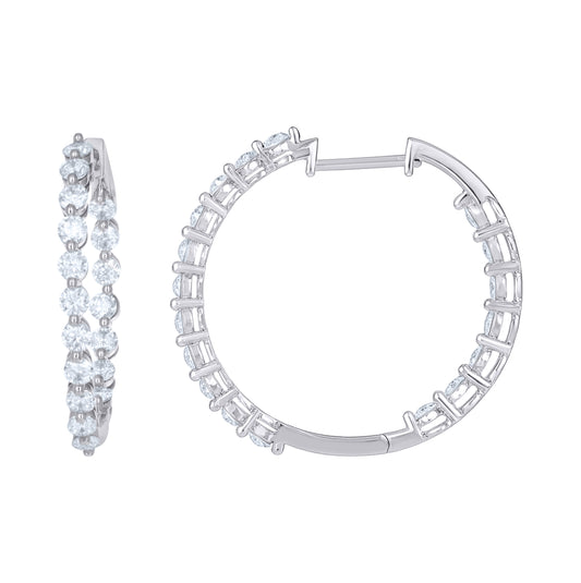 Sterling Silver Womens Moissanite Fashion Hoop Earrings– Elegant Jewelry Gift for Birthday, Anniversary, Engagement, Wedding