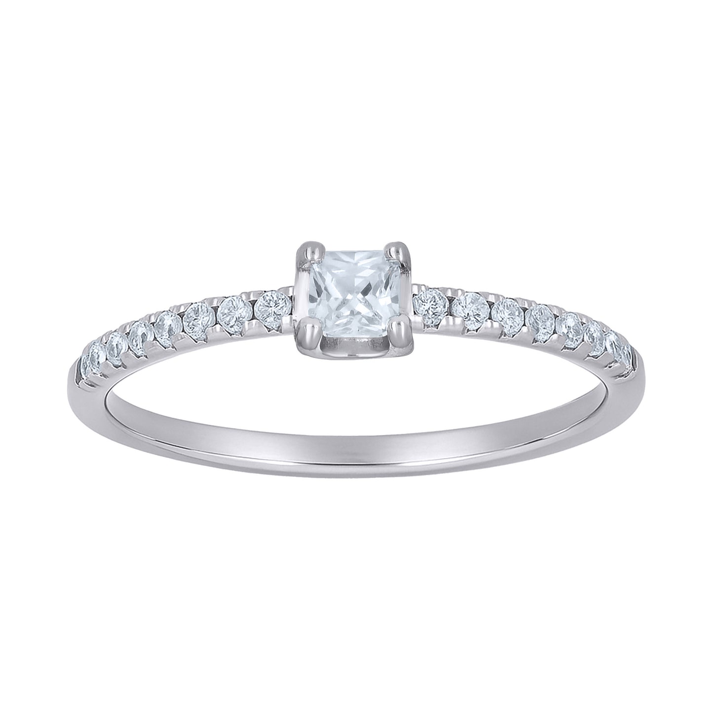 Sterling Silver Womens Princess-Cut Round 0.16ct, 0.31ct Moissanite Square Head Engagement Ring Size 5 – Elegant Jewelry Gift for Birthday, Anniversary, Engagement, Wedding