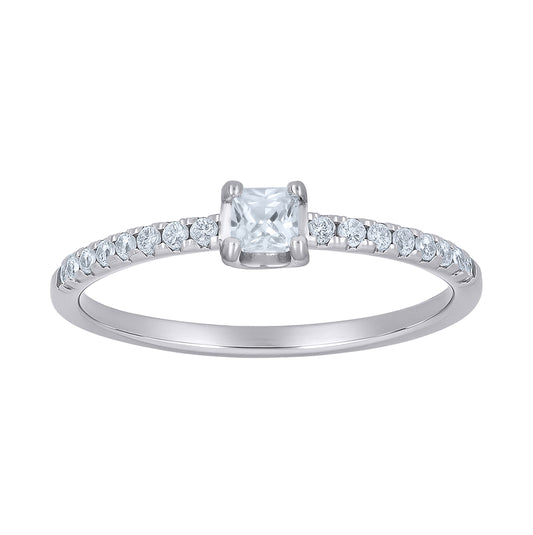 Sterling Silver Womens Princess-Cut Round 0.16ct, 0.31ct Moissanite Square Head Engagement Ring Size 5 – Elegant Jewelry Gift for Birthday, Anniversary, Engagement, Wedding