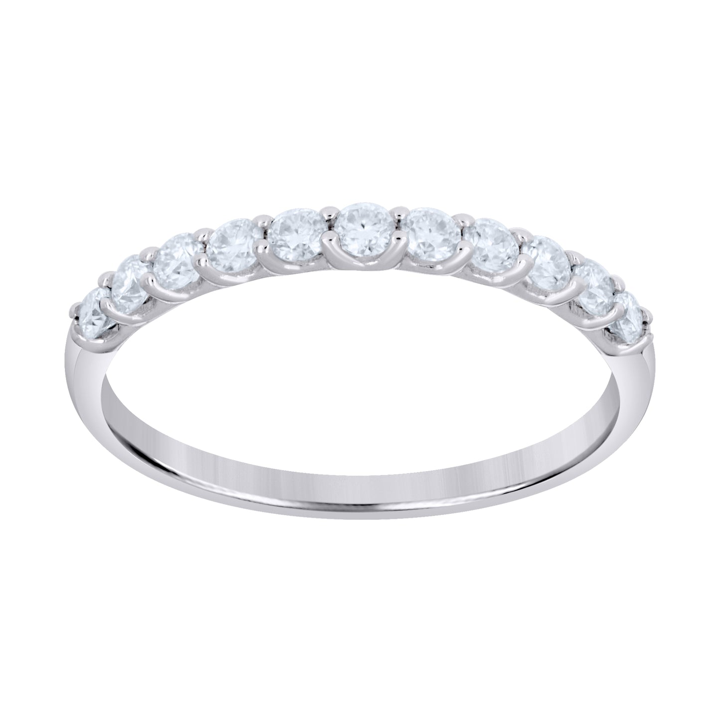Sterling Silver Womens 0.53ct Moissanite Semi-Eternity Band Ring Size 5 – Elegant Jewelry Gift for Birthday, Anniversary, Engagement, Wedding
