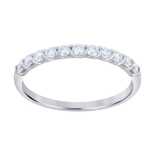 Sterling Silver Womens 0.53ct Moissanite Semi-Eternity Band Ring Size 5 – Elegant Jewelry Gift for Birthday, Anniversary, Engagement, Wedding