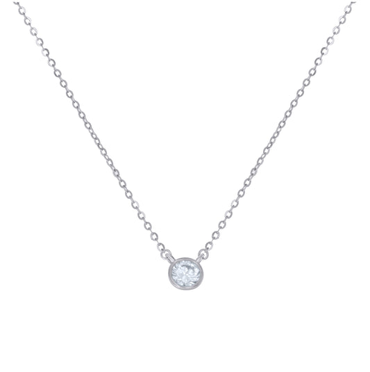Sterling Silver Womens Moissanite Round Fashion Necklace 18 Inches– Elegant Jewelry Gift for Birthday, Anniversary, Engagement, Wedding