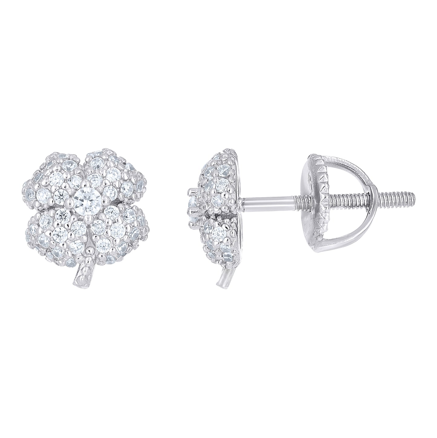 Sterling Silver Womens Cubic-Zirconia Flower Fashion Stud Earrings– Elegant Jewelry Gift for Birthday, Anniversary, Engagement, Wedding