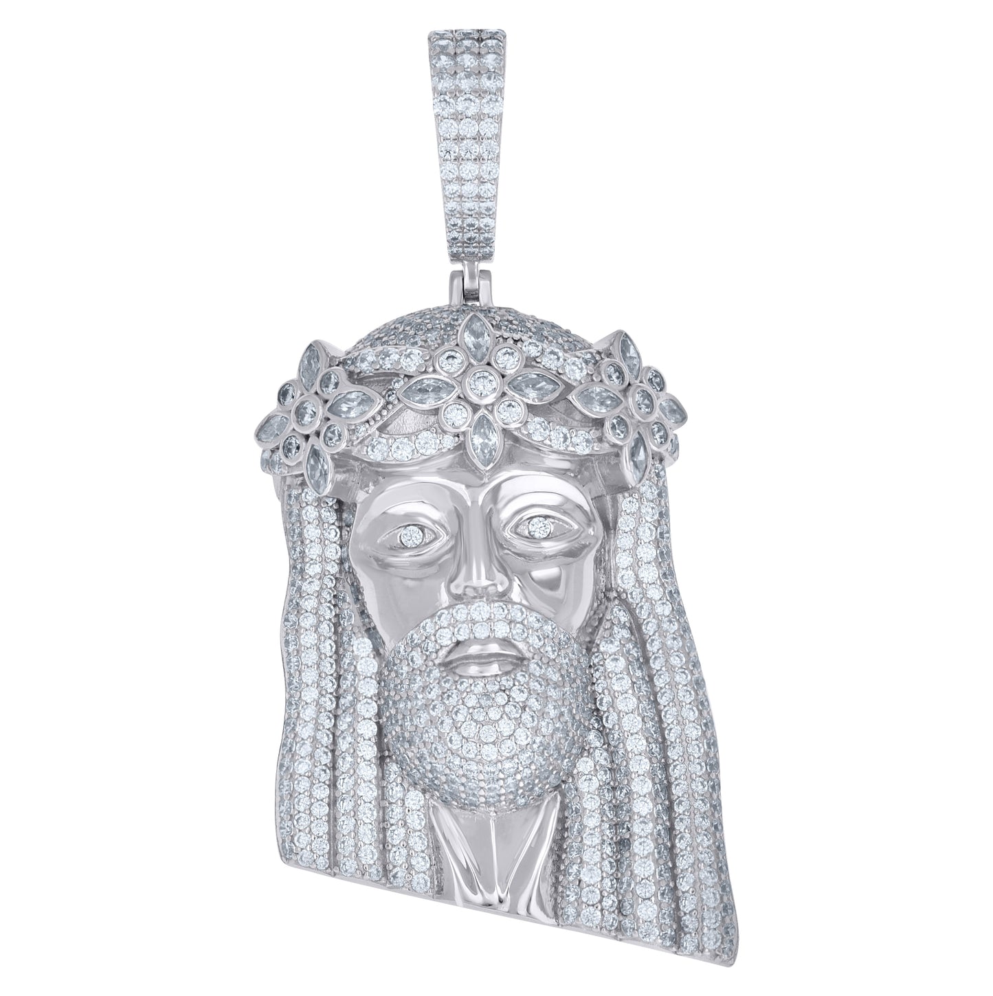 Sterling Silver Yellow-tone Mens Round Marquise Cubic-Zirconia Jesus Religious Charm Pendant – Elegant Jewelry Gift for Birthday, Anniversary, Engagement, Wedding