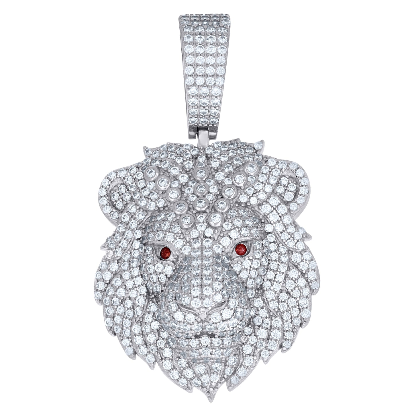 Sterling Silver Yellow-tone Mens White Red Cubic-Zirconia Leo/Lion Head Zodiac Sign/Wildlife Charm Pendant – Elegant Jewelry Gift for Birthday, Anniversary, Engagement, Wedding