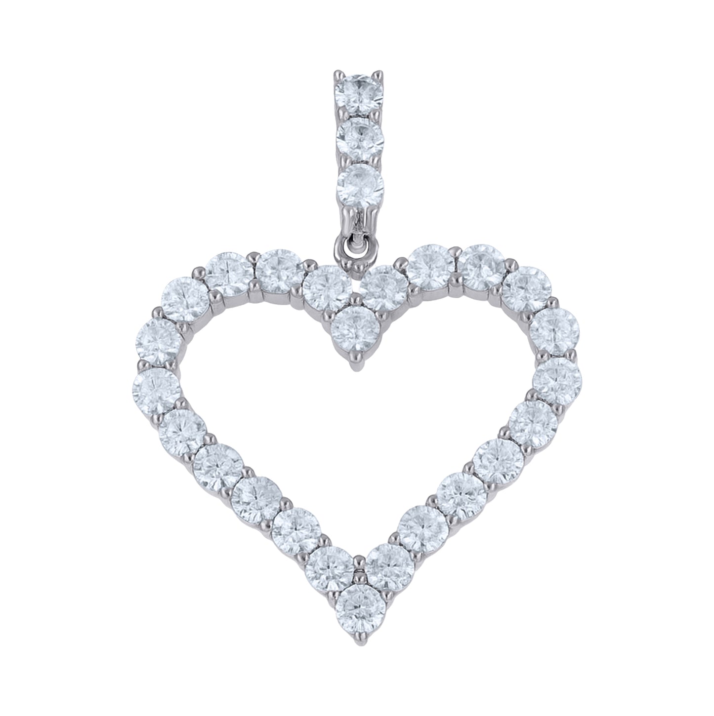 Sterling Silver Womens Cubic-Zirconia Heart Charm Pendant – Elegant Jewelry Gift for Birthday, Anniversary, Engagement, Wedding