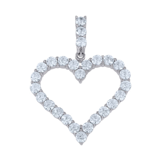 Sterling Silver Womens Cubic-Zirconia Heart Charm Pendant – Elegant Jewelry Gift for Birthday, Anniversary, Engagement, Wedding
