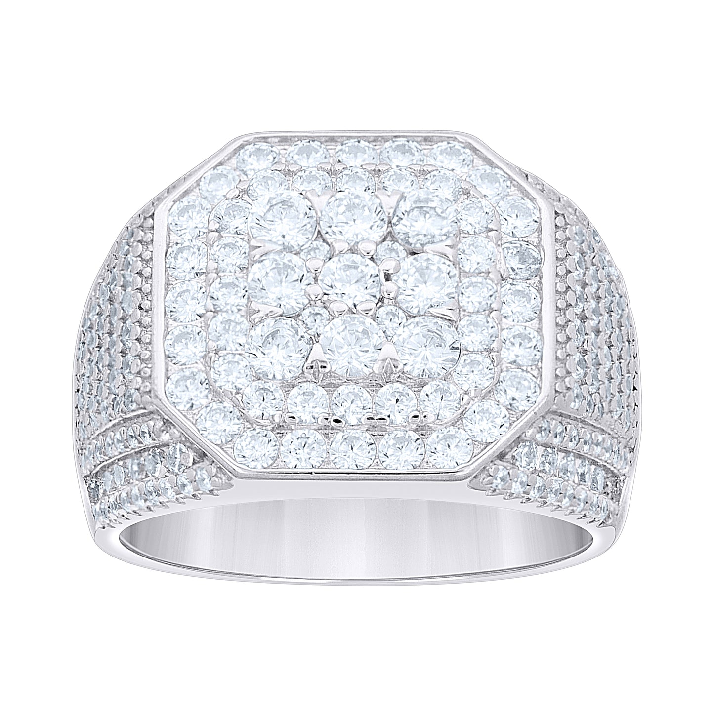 Sterling Silver Mens Cubic-Zirconia Octagon Head Fashion Ring Size 10 – Elegant Jewelry Gift for Birthday, Anniversary, Engagement, Wedding