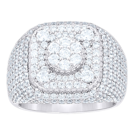 Sterling Silver Mens Cubic-Zirconia Square Head Fashion Ring Size 10 – Elegant Jewelry Gift for Birthday, Anniversary, Engagement, Wedding