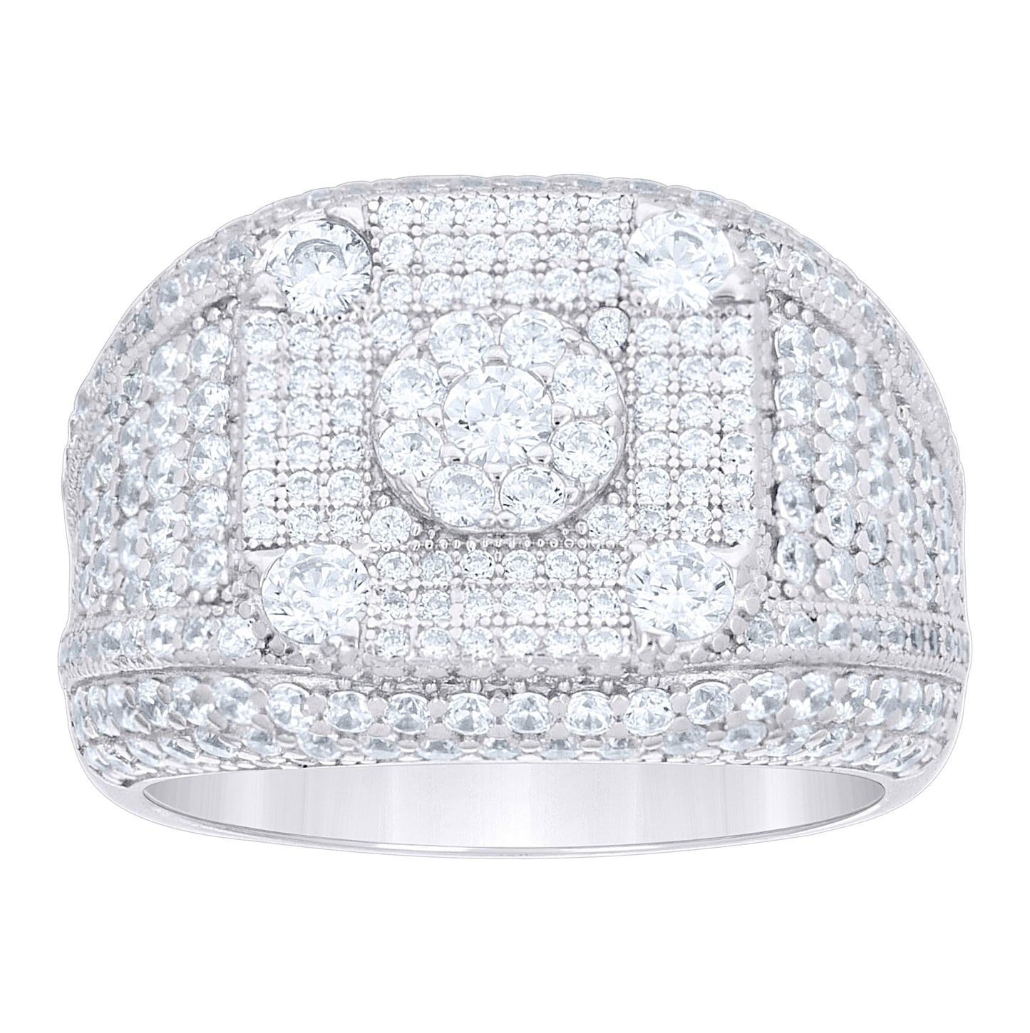 Sterling Silver Mens Cubic-Zirconia Square Head Fashion Ring Size 10 – Elegant Jewelry Gift for Birthday, Anniversary, Engagement, Wedding