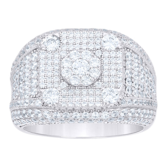 Sterling Silver Mens Cubic-Zirconia Square Head Fashion Ring Size 10 – Elegant Jewelry Gift for Birthday, Anniversary, Engagement, Wedding