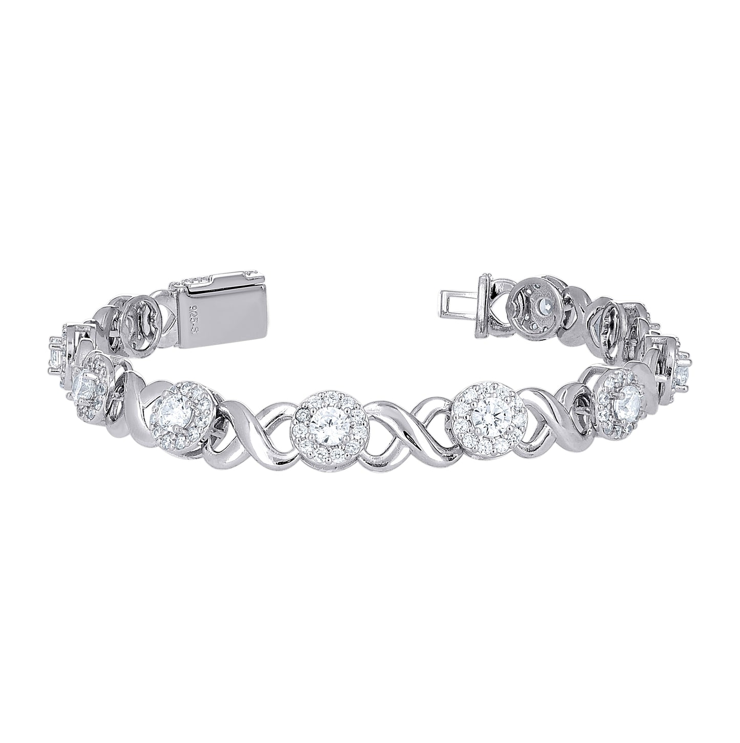Sterling Silver Womens Cubic-Zirconia Infinity Love Fashion Link Bracelet 7 Inches– Elegant Jewelry Gift for Birthday, Anniversary, Engagement, Wedding