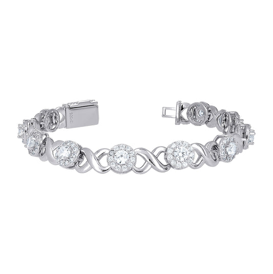 Sterling Silver Womens Cubic-Zirconia Infinity Love Fashion Link Bracelet 7 Inches– Elegant Jewelry Gift for Birthday, Anniversary, Engagement, Wedding