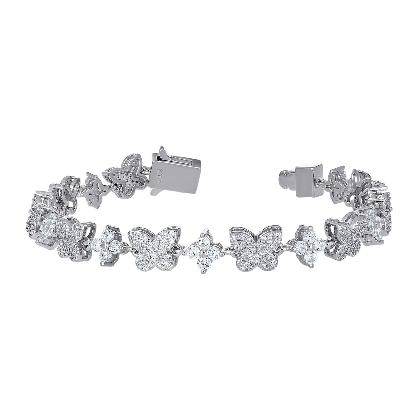 Sterling Silver Yellow-tone Womens Cubic-Zirconia Butterfly Fashion Link Bracelet 7 Inches– Elegant Jewelry Gift for Birthday, Anniversary, Engagement, Wedding