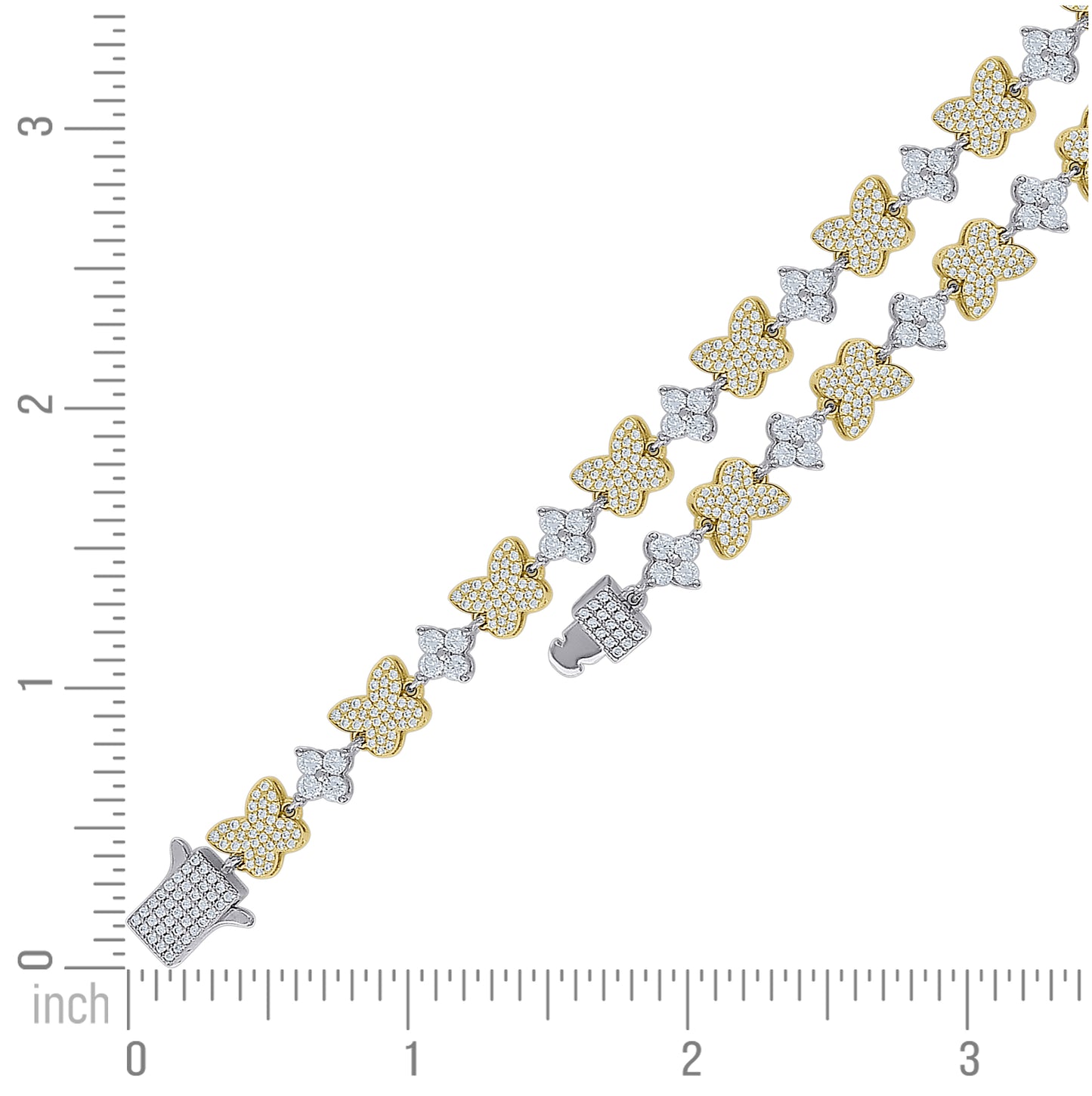 Sterling Silver Yellow-tone Womens Cubic-Zirconia Butterfly Fashion Link Bracelet 7 Inches– Elegant Jewelry Gift for Birthday, Anniversary, Engagement, Wedding
