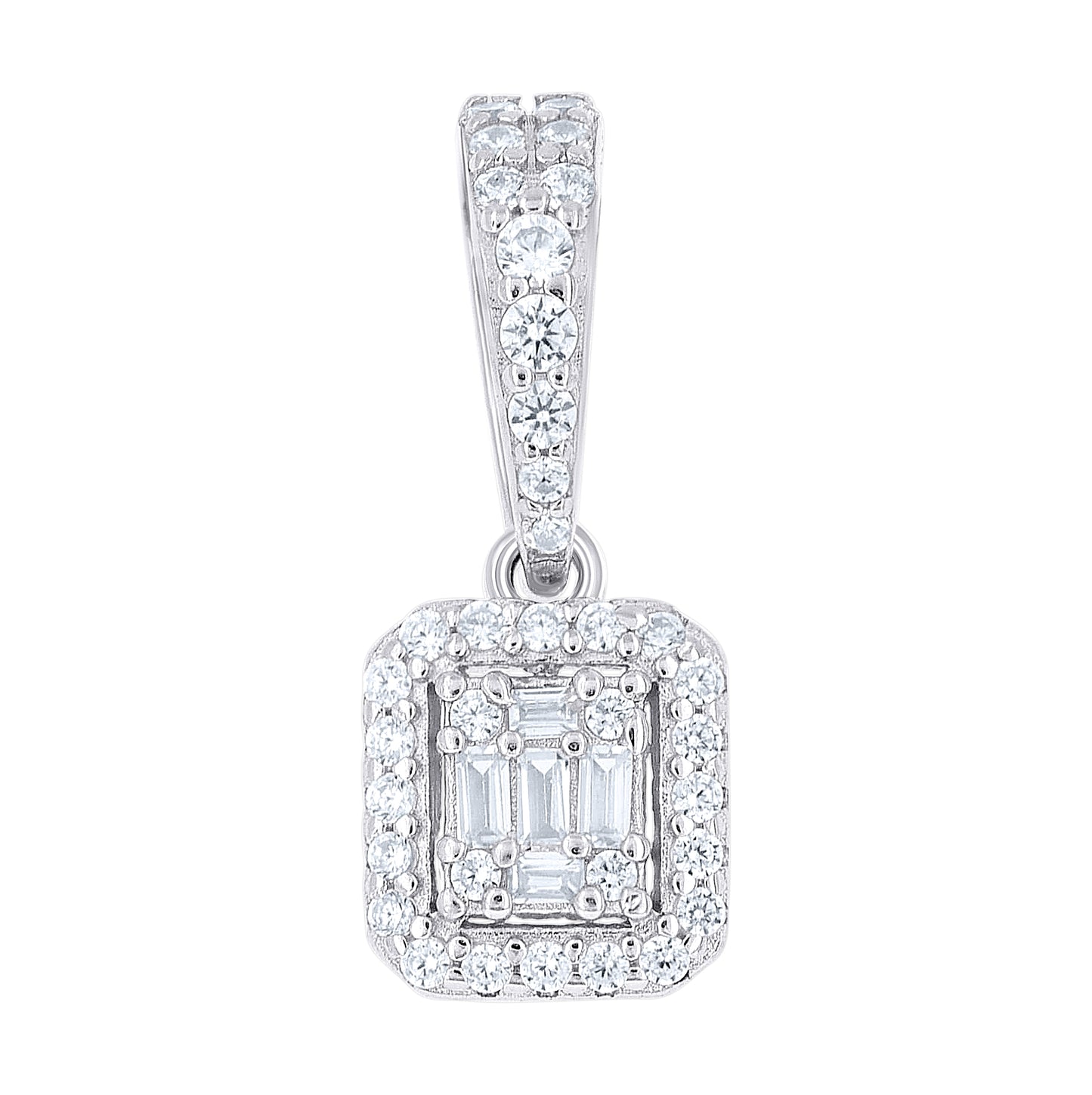 Sterling Silver Womens Baguette Round Cubic-Zirconia Fashion Pendant – Elegant Jewelry Gift for Birthday, Anniversary, Engagement, Wedding