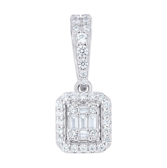 Sterling Silver Womens Baguette Round Cubic-Zirconia Fashion Pendant – Elegant Jewelry Gift for Birthday, Anniversary, Engagement, Wedding