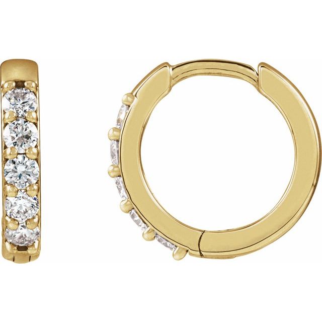 14K Yellow Or White Or Rose Gold Or Sterling Silver Or Platinum Round 1.3Mm Hinged Polished Natural Diamond Hinged Hoop Earrings