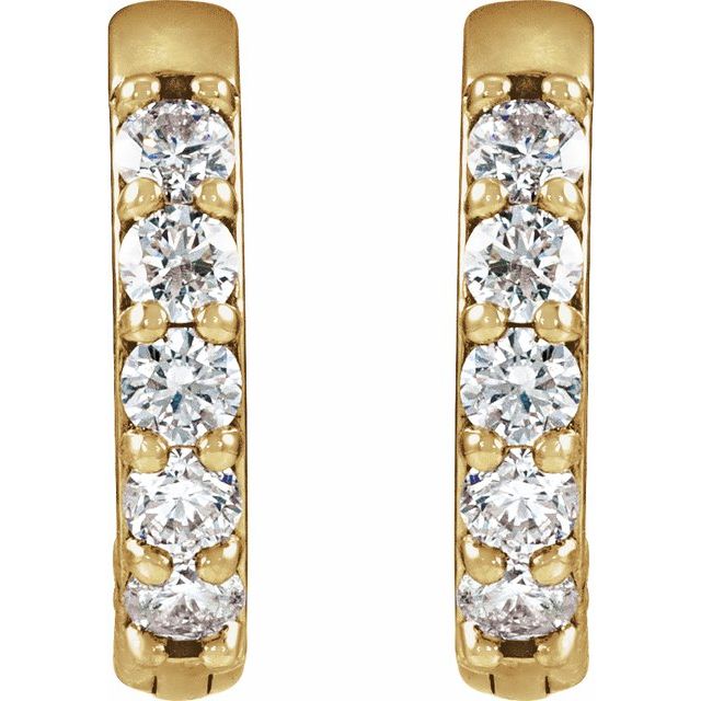 14K Yellow Or White Or Rose Gold Or Sterling Silver Or Platinum Round 1.3Mm Hinged Polished Natural Diamond Hinged Hoop Earrings