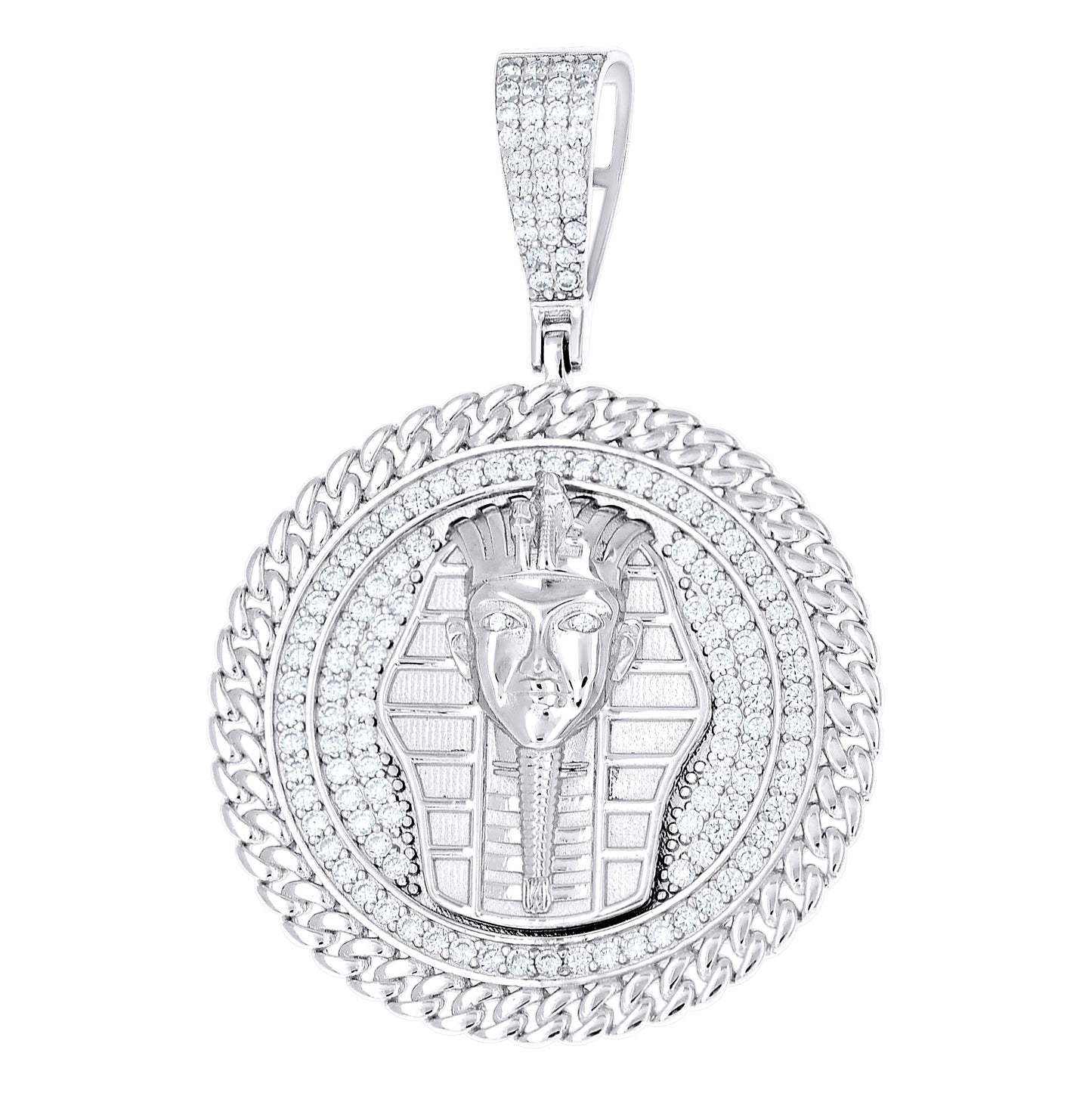 Sterling Silver Mens Cubic-Zirconia Pharaoh Egyptian Pendant – Elegant Jewelry Gift for Birthday, Anniversary, Engagement, Wedding