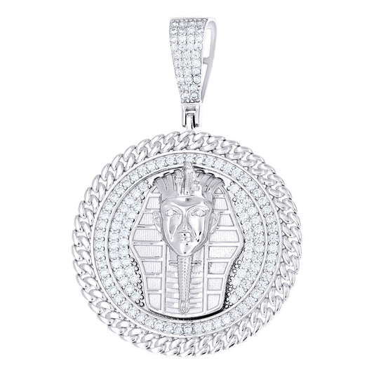 Sterling Silver Mens Cubic-Zirconia Pharaoh Egyptian Pendant – Elegant Jewelry Gift for Birthday, Anniversary, Engagement, Wedding