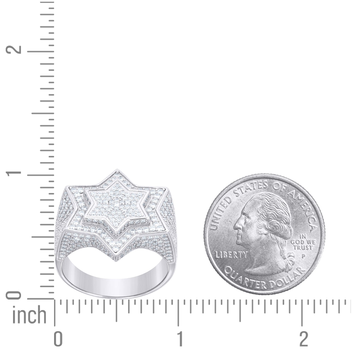 Sterling Silver Mens  3.38ct Moissanite Star Fashion Ring Size 10– Elegant Jewelry Gift for Birthday, Anniversary, Engagement, Wedding