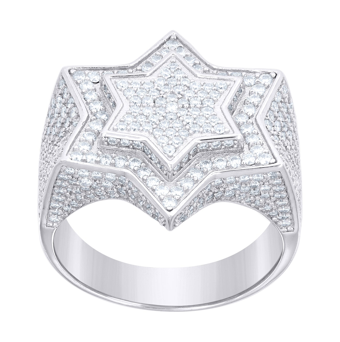 Sterling Silver Mens  3.38ct Moissanite Star Fashion Ring Size 10– Elegant Jewelry Gift for Birthday, Anniversary, Engagement, Wedding