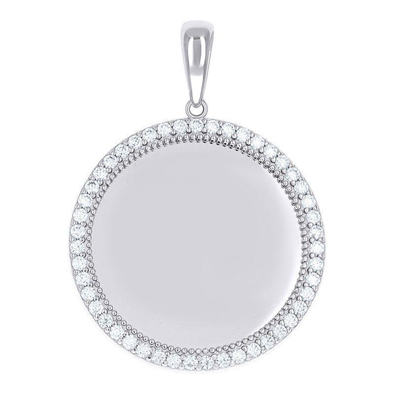 925 Sterling Silver Mens Moissanite Round Picture Frame Charm Pendant