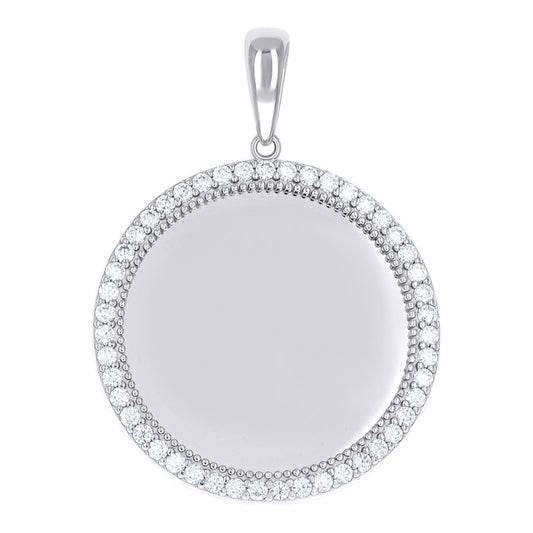 925 Sterling Silver Mens Moissanite Round Picture Frame Charm Pendant