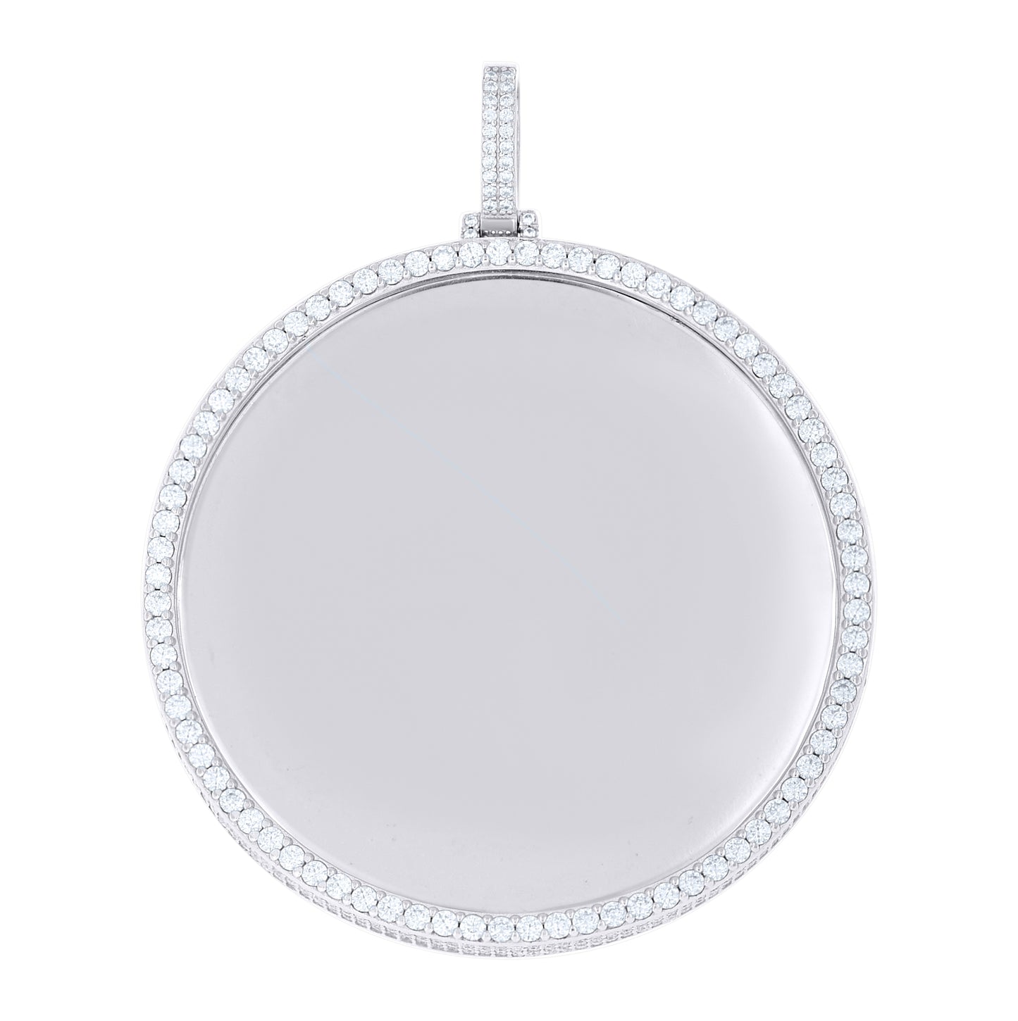 Sterling Silver Unisex  4.62ct  Moissanite Round Photo Frame Charm Pendant – Elegant Jewelry Gift for Birthday, Anniversary, Engagement, Wedding