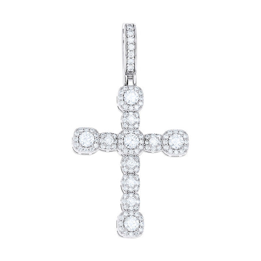 925 Sterling Silver Mens Moissanite Cross Religious Charm Pendant