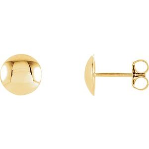 18K Yellow Gold 8 X 8 Mm Pair Friction Backs Polished Convex Stud Earrings