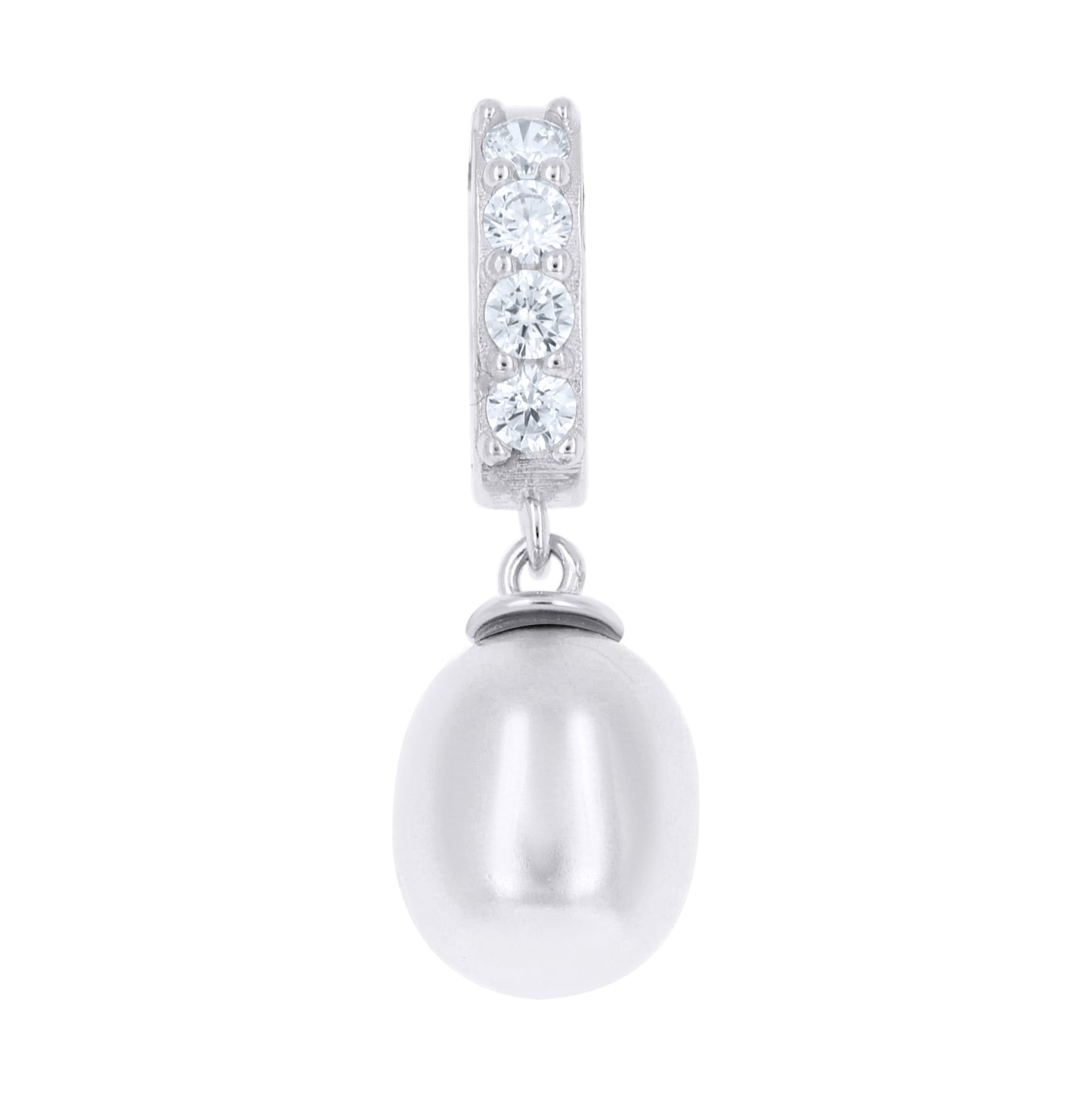 Sterling Silver Womens Cubic-Zirconia Pearl Drop Fashion Pendant – Elegant Jewelry Gift for Birthday, Anniversary, Engagement, Wedding