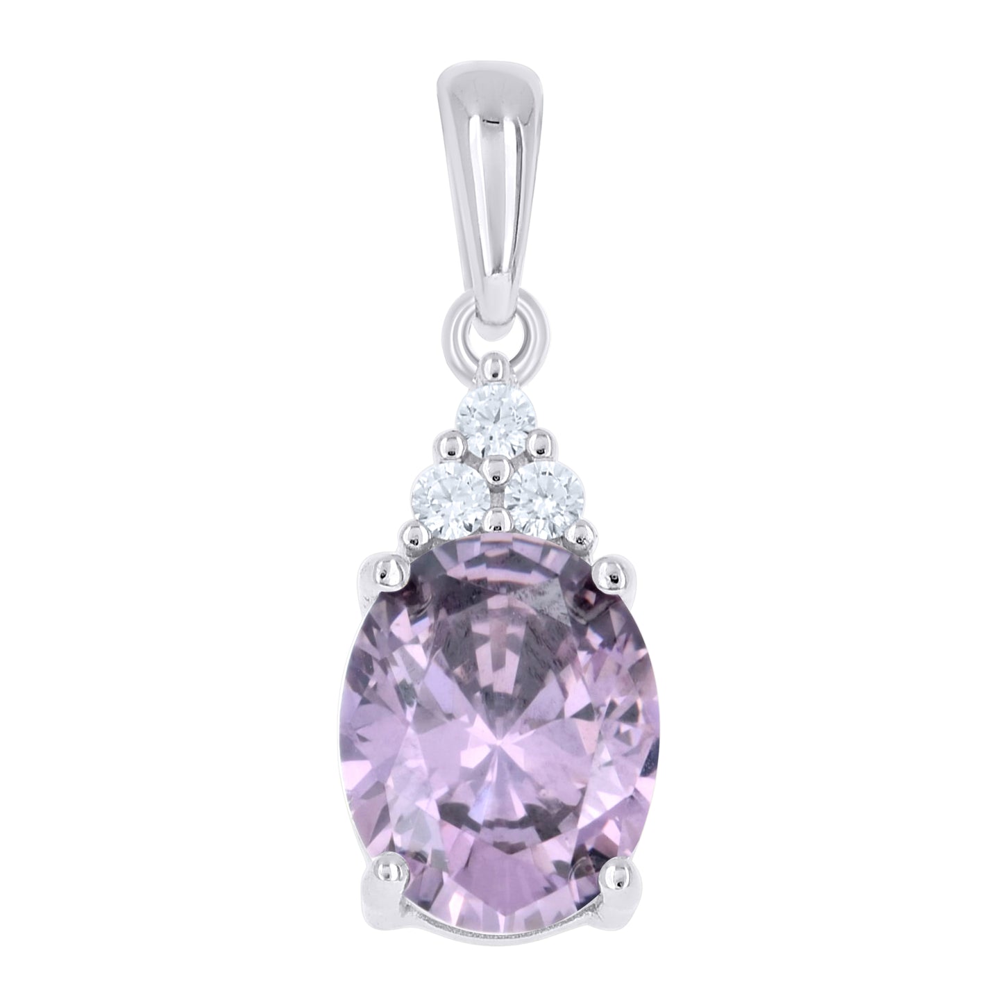 Sterling Silver Womens Oval Round Purple White Cubic-Zirconia Fashion Pendant – Elegant Jewelry Gift for Birthday, Anniversary, Engagement, Wedding