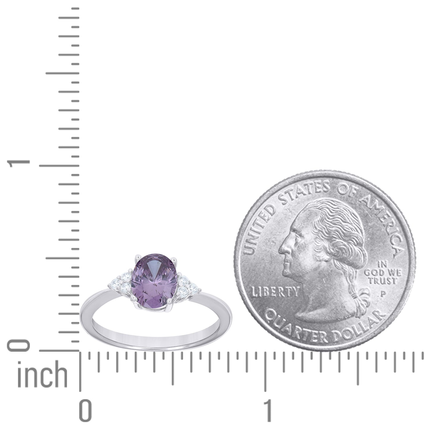 Sterling Silver Womens Round Oval White Purple Cubic-Zirconia Fashion Ring Size 7– Elegant Jewelry Gift for Birthday, Anniversary, Engagement, Wedding