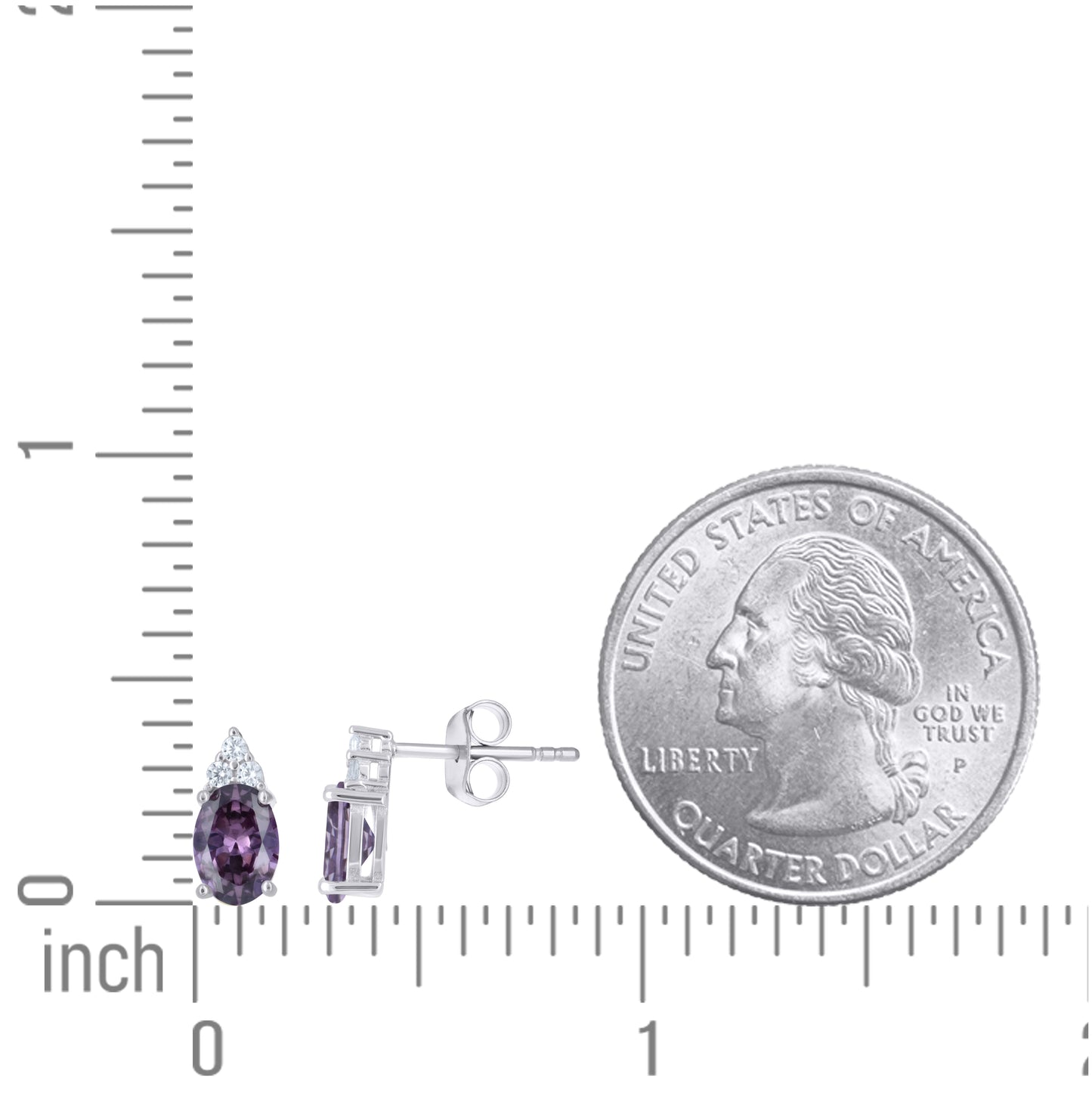 Sterling Silver Womens Oval Round Purple White Cubic-Zirconia Stud Earrings – Elegant Jewelry Gift for Birthday, Anniversary, Engagement, Wedding