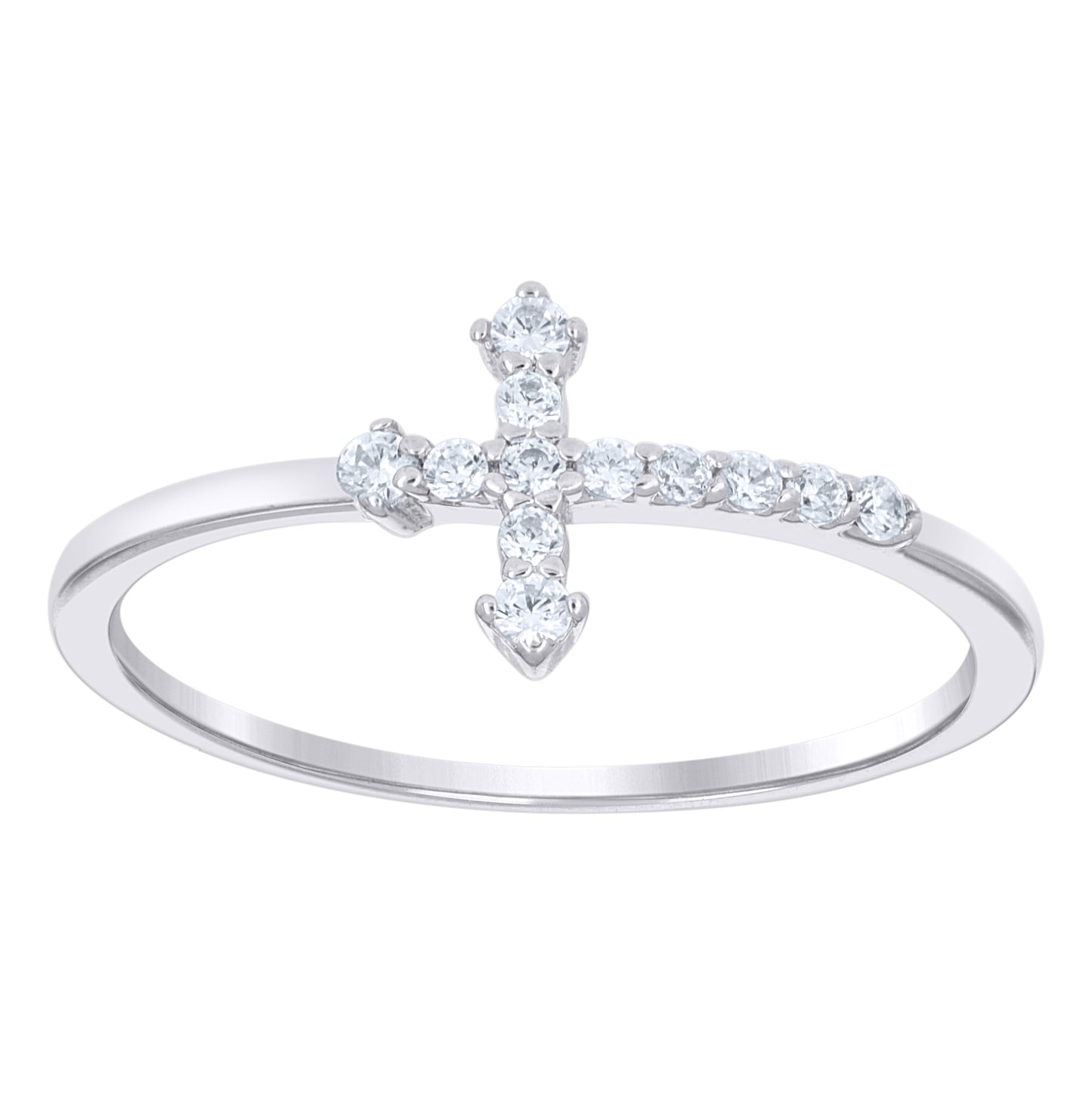 Sterling Silver Womens Cubic-Zirconia Cross Religious Ring Size 5– Elegant Jewelry Gift for Birthday, Anniversary, Engagement, Wedding