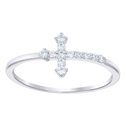 Sterling Silver Womens Cubic-Zirconia Cross Religious Ring Size 5– Elegant Jewelry Gift for Birthday, Anniversary, Engagement, Wedding