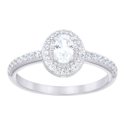 Sterling Silver Womens Oval Round Cubic-Zirconia Oval Head Engagement Ring Size 5– Elegant Jewelry Gift for Birthday, Anniversary, Engagement, Wedding