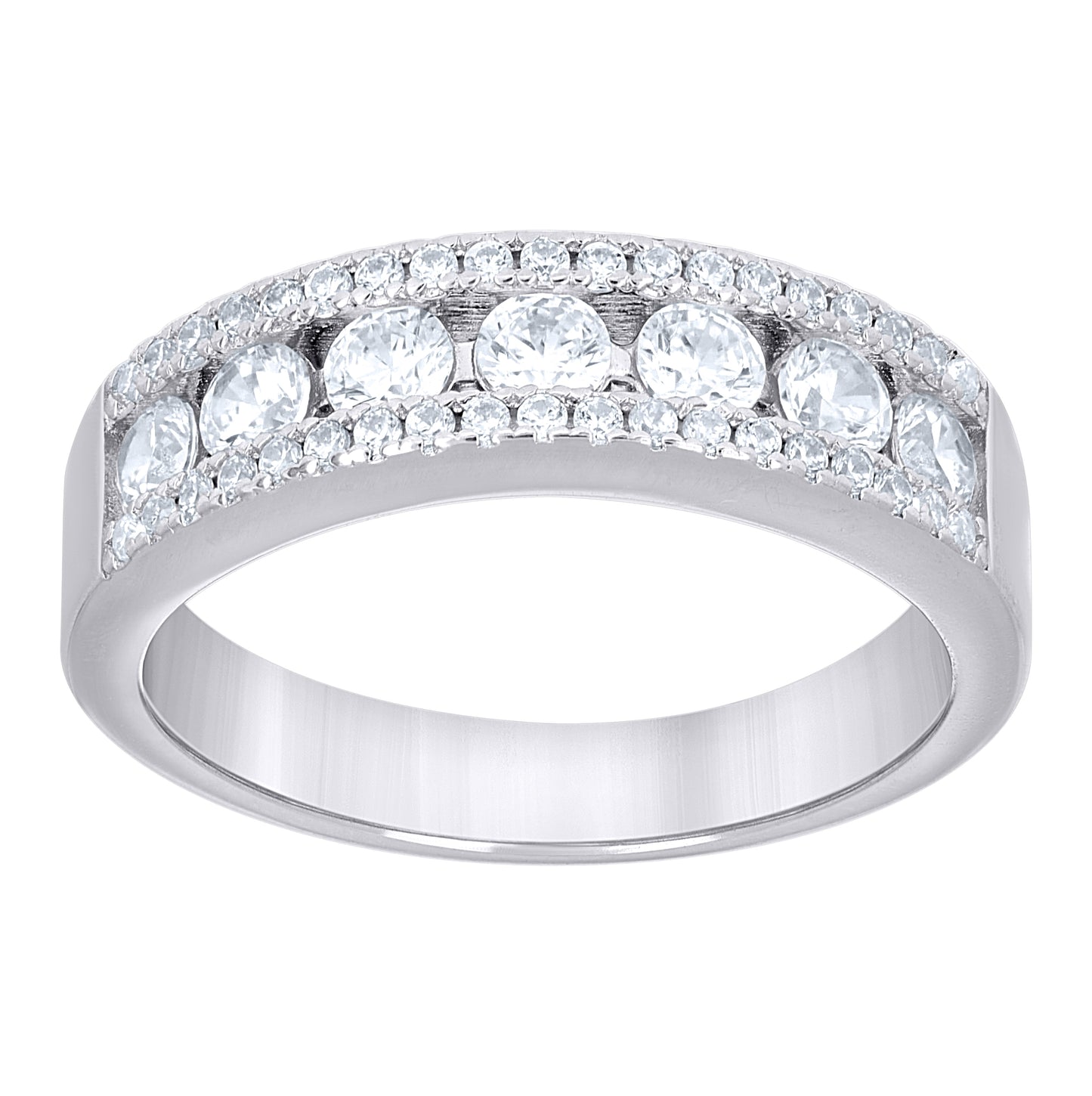 Sterling Silver Womens Cubic-Zirconia Wedding Band Ring Size 10– Elegant Jewelry Gift for Birthday, Anniversary, Engagement, Wedding