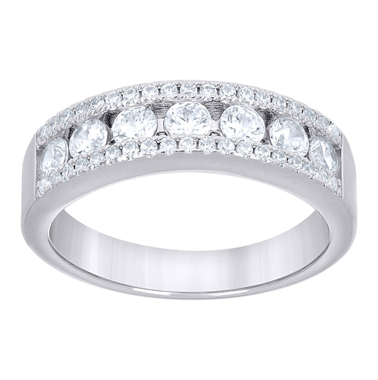 Sterling Silver Womens Cubic-Zirconia Wedding Band Ring Size 10– Elegant Jewelry Gift for Birthday, Anniversary, Engagement, Wedding