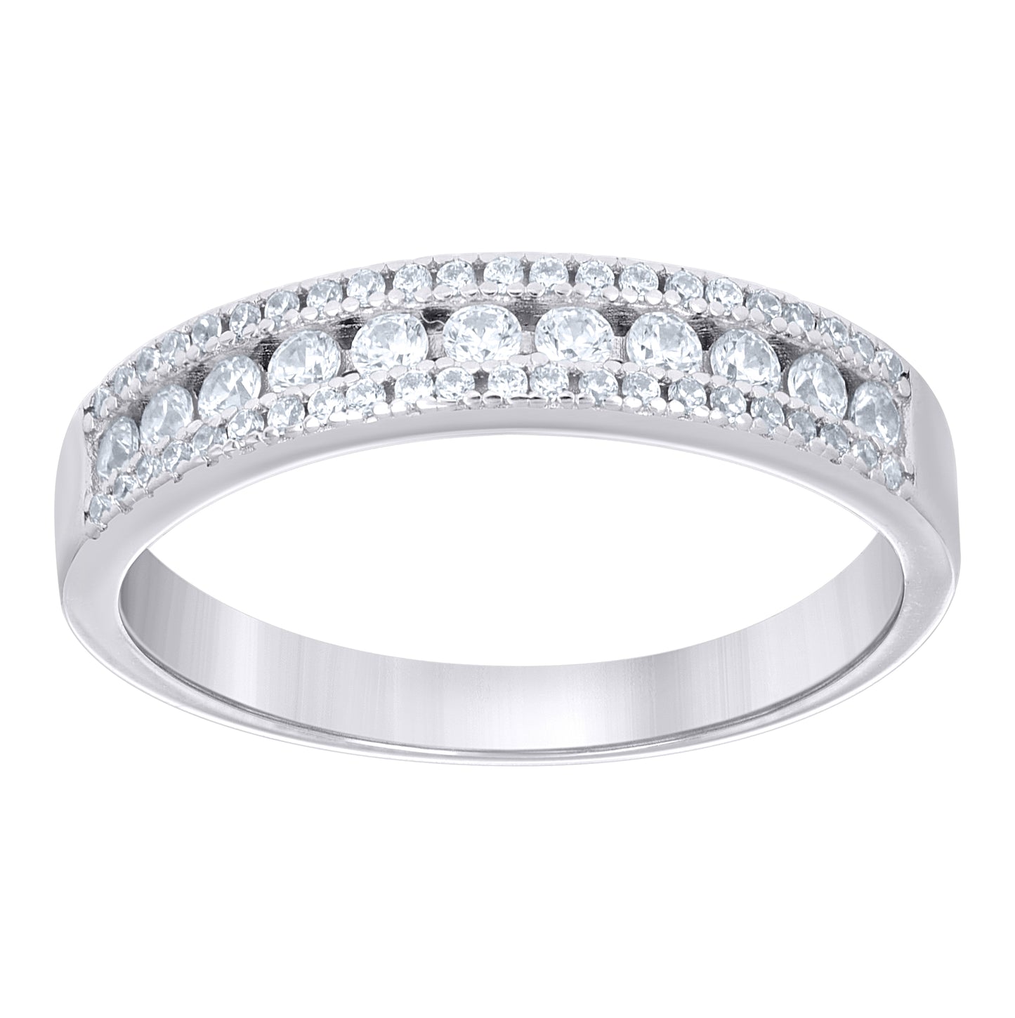 Sterling Silver Womens Cubic-Zirconia Wedding Band Ring Size 10– Elegant Jewelry Gift for Birthday, Anniversary, Engagement, Wedding
