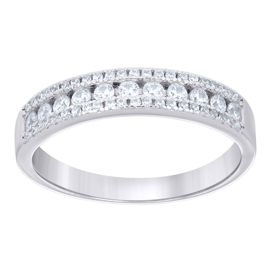 Sterling Silver Womens Cubic-Zirconia Wedding Band Ring Size 10– Elegant Jewelry Gift for Birthday, Anniversary, Engagement, Wedding