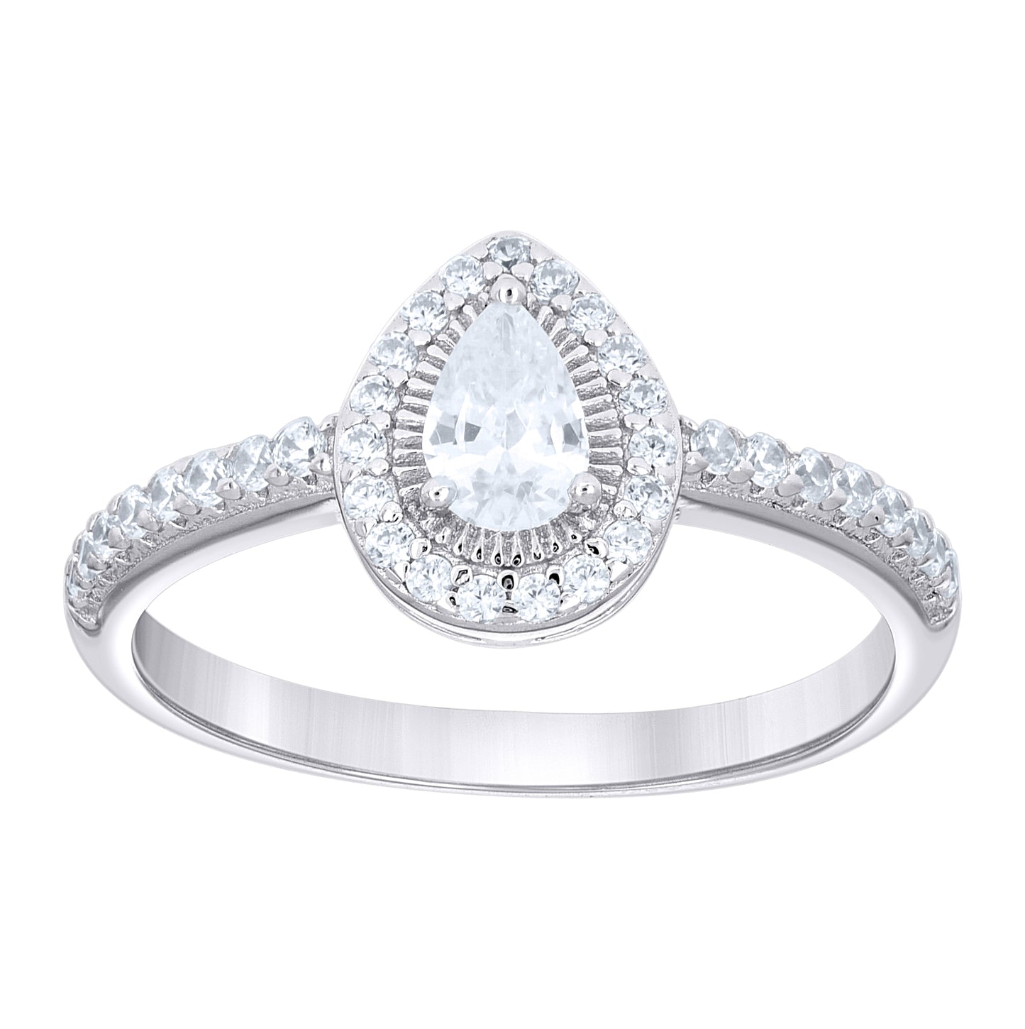 Sterling Silver Womens Pear Round Cubic-Zirconia Teardrop Engagement Ring Size 5– Elegant Jewelry Gift for Birthday, Anniversary, Engagement, Wedding